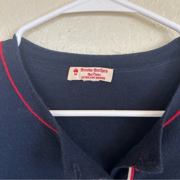 Brooks Brothers Blue and Red Cardigan size M Merino Wool Classic Preppy Academia - Picture 3 of 7